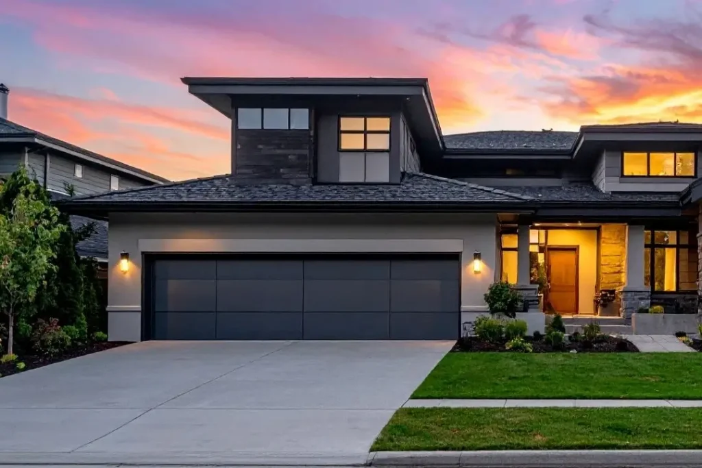 property with a simple straight concrete driveway