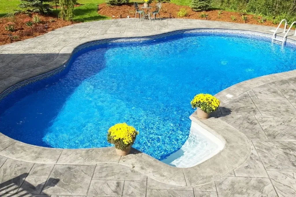 stencilled concrete pool surround